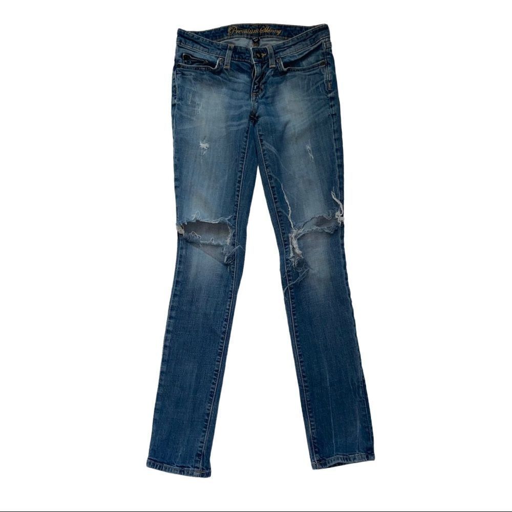 Gap Womens 1 premium skinny distressed medium wash Jean